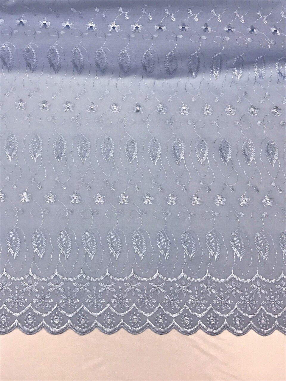 1 Yard Baby Blue Medium Eyelet Cotton Blend Fabric for Sewing Dresses and Décor 41/42 Inches Wide